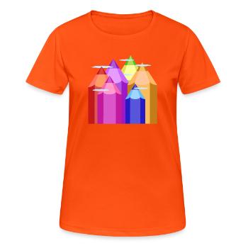 Peaks of Color - Frauen T-Shirt atmungsaktiv - Neonorange - Vorne - AI Model Female 172 dark (172cm)
