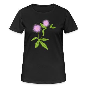 Plante de mimosa avec ses feuilles sensibles - T-shirt respirant Femme - noir - Devant - AI Model Female 172 light (172cm)