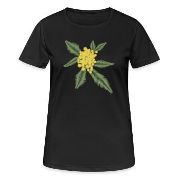 Acacia argenté avec ses fleurs jaunes Pompons - T-shirt respirant Femme - noir - Devant - AI Model Female 172 light (172cm)