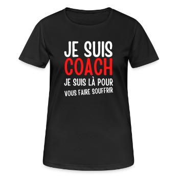 coach humour, je suis coach, coach sportif - T-shirt respirant Femme - noir - Devant - AI Model Female 172 light (172cm)