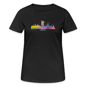 Leipzig Skyline Colorful Leipziger - Women's Breathable T-Shirt - black - Front - AI Model Female 172 light (172cm)