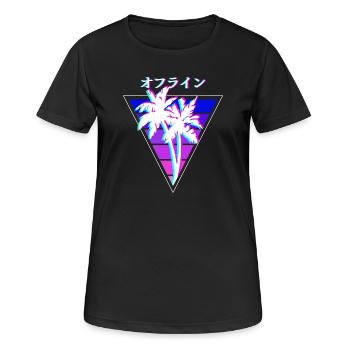 Vaporwave Palms hors ligne - T-shirt respirant Femme - noir - Devant - AI Model Female 172 light (172cm)