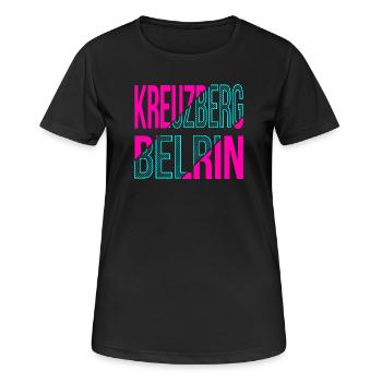 Kreuzberg Berlin Design - Frauen T-Shirt atmungsaktiv - Schwarz - Vorne - AI Model Female 172 light (172cm)