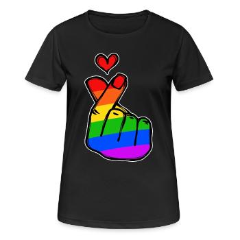 Frieden Herz Liebe Regenbogen Friedensbewegung - Frauen T-Shirt atmungsaktiv - Schwarz - Vorne - AI Model Female 172 light (172cm)