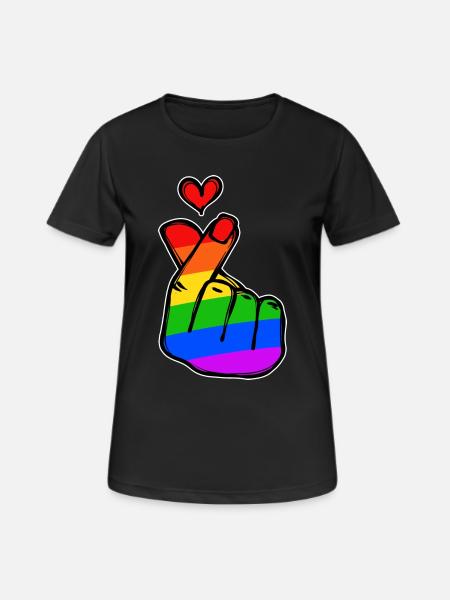 Frieden Herz Liebe Regenbogen Friedensbewegung - Frauen T-Shirt atmungsaktiv - Schwarz