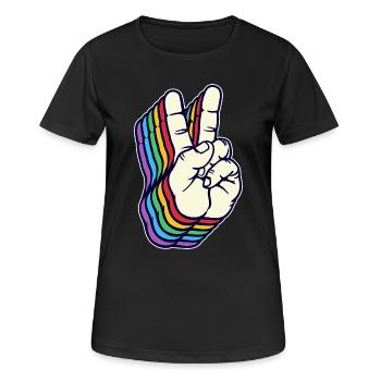 Weltfrieden Friedenszeichen Freiheit Menschheit - Frauen T-Shirt atmungsaktiv - Schwarz - Vorne - AI Model Female 172 light (172cm)