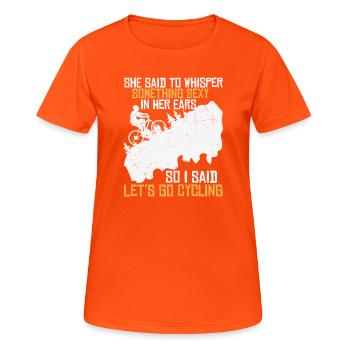 Cycling flirt on the mountain - Women's Breathable T-Shirt - neon orange - Front - AI Model Female 172 dark (172cm)
