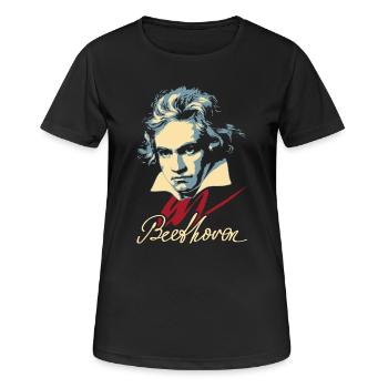 Beethoven (dunkel) - Frauen T-Shirt atmungsaktiv - Schwarz - Vorne - AI Model Female 172 light (172cm)