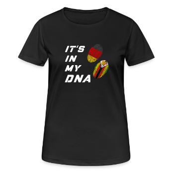 In meiner DNA Deutschland und Simbabwe - Frauen T-Shirt atmungsaktiv - Schwarz - Vorne - AI Model Female 172 light (172cm)