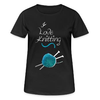 stricken sprüche, Ich liebe stricken - Frauen T-Shirt atmungsaktiv - Schwarz - Vorne - AI Model Female 172 light (172cm)