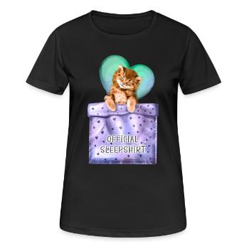 Official sleepshirt cute kitten for a sleepyhead - Women's Breathable T-Shirt - black - Front - AI Model Female 172 light (172cm)