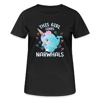 Dieses Maedchen Liebt Narwale - Frauen T-Shirt atmungsaktiv - Schwarz - Vorne - AI Model Female 172 light (172cm)