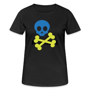 Neon Blue Skull and Crossbones - Women's Breathable T-Shirt - black - Front - AI Model Female 172 light (172cm)