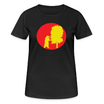 Bär und Madroño. Rot und Gelb. Madrid. - Frauen T-Shirt atmungsaktiv - Schwarz - Vorne - AI Model Female 172 light (172cm)
