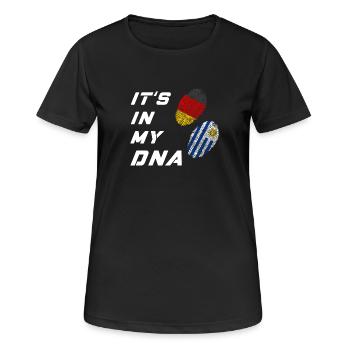 Dans mon ADN l’Allemagne et l’Uruguay - T-shirt respirant Femme - noir - Devant - AI Model Female 172 light (172cm)