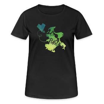 Rügen - Frauen T-Shirt atmungsaktiv - Schwarz - Vorne - AI Model Female 172 light (172cm)