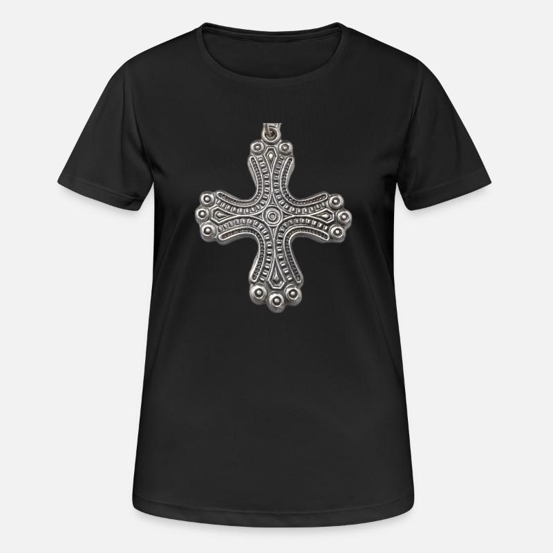 Kalevala Silver Cross - Women's Breathable T-Shirt - black