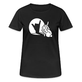 Rabbit Hand Shadow Appelez-vous! Téléphone Téléphone portable - T-shirt respirant Femme - noir - Devant - AI Model Female 172 light (172cm)