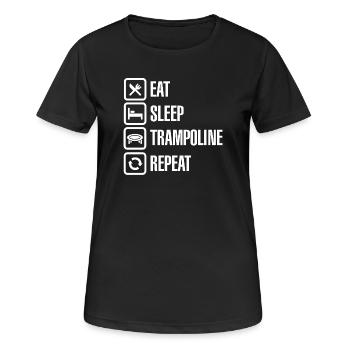 Trampoline Jumping Eat Sleep Trampoline Répéter - T-shirt respirant Femme - noir - Devant - AI Model Female 172 light (172cm)