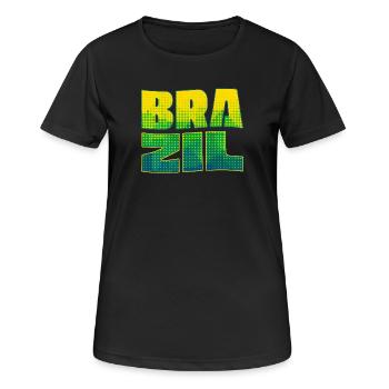 Brazil lettering in national colours - Women's Breathable T-Shirt - black - Front - AI Model Female 172 light (172cm)
