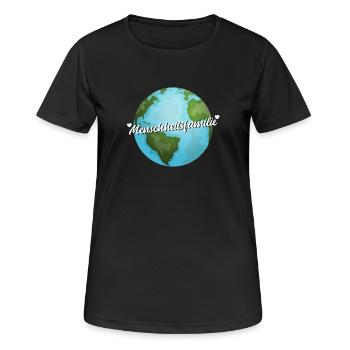Menschheitsfamilie Friedensbewegung - Frauen T-Shirt atmungsaktiv - Schwarz - Vorne - AI Model Female 172 light (172cm)