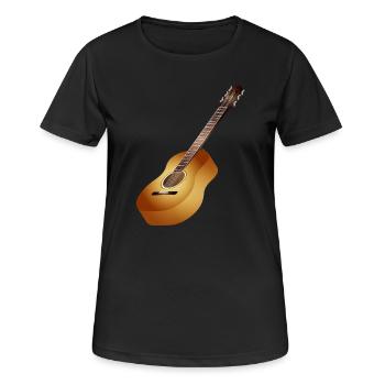schöne 3D Akustikgitarre in warmen Farbtönen - Frauen T-Shirt atmungsaktiv - Schwarz - Vorne - AI Model Female 172 light (172cm)