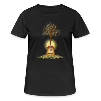 motif de guitare surréaliste rayonnant avec arbre - T-shirt respirant Femme - noir - Devant - AI Model Female 172 light (172cm)