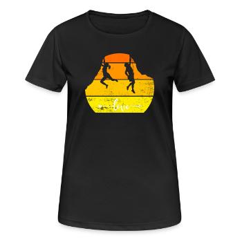 Climbing Retro Love Design. Rock Climbing Couple. - Women's Breathable T-Shirt - black - Front - AI Model Female 172 light (172cm)