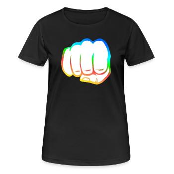 Geballte Faust bunt fist bump cool Logo Symbol - Frauen T-Shirt atmungsaktiv - Schwarz - Vorne - AI Model Female 172 light (172cm)
