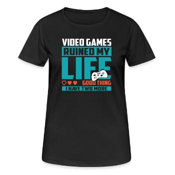 Gamer Extra Leben - Frauen T-Shirt atmungsaktiv - Schwarz - Vorne - AI Model Female 172 light (172cm)