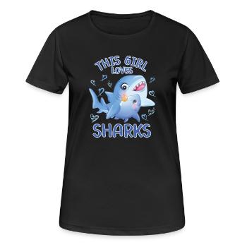 Dieses Maedchen Liebt Haie - Frauen T-Shirt atmungsaktiv - Schwarz - Vorne - AI Model Female 172 light (172cm)