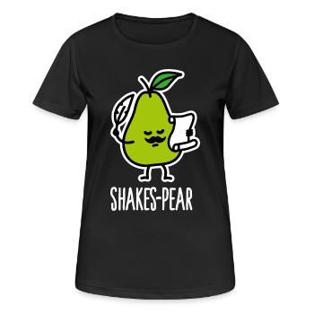 Shakes-Pear, Drôle de Shakespeare Pun Pear - T-shirt respirant Femme - noir - Devant - AI Model Female 172 light (172cm)