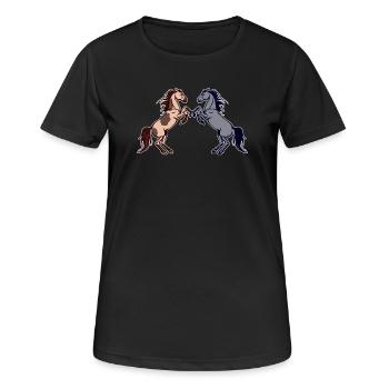 Pferdenarr Galopp Pferdeliebe Islandpferde - Frauen T-Shirt atmungsaktiv - Schwarz - Vorne - AI Model Female 172 light (172cm)