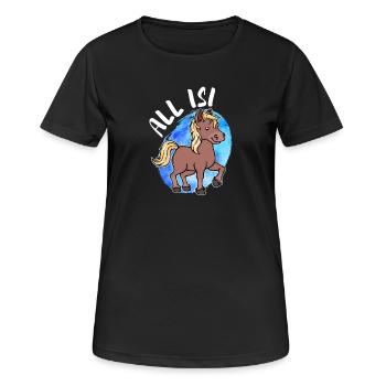 Islandponys Pony Statement Islandpferde Pferdenarr - Frauen T-Shirt atmungsaktiv - Schwarz - Vorne - AI Model Female 172 light (172cm)