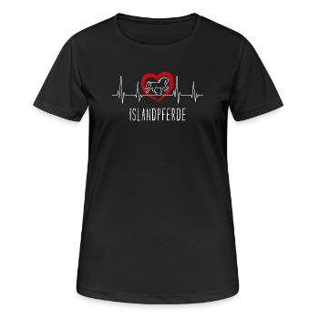 Pferdeliebe Herz Cool Spruch Islandpferde - Frauen T-Shirt atmungsaktiv - Schwarz - Vorne - AI Model Female 172 light (172cm)