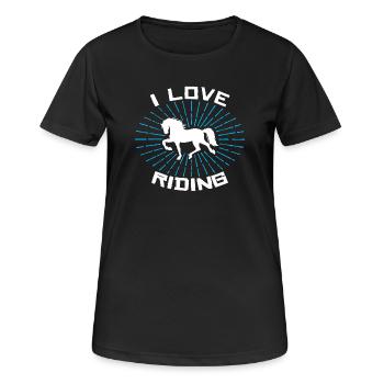 Ich Liebe Pferde Statement Islandpferde Galopp - Frauen T-Shirt atmungsaktiv - Schwarz - Vorne - AI Model Female 172 light (172cm)