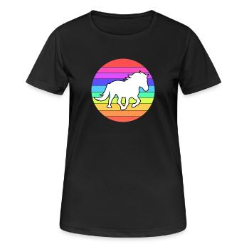 Pferde Pferdenarr Haflinger Galopp Islandpferde - Frauen T-Shirt atmungsaktiv - Schwarz - Vorne - AI Model Female 172 light (172cm)