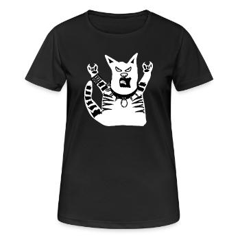 Böse Katze  - Frauen T-Shirt atmungsaktiv - Schwarz - Vorne - AI Model Female 172 light (172cm)