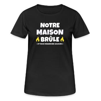 incendie, réchauffement climatique, mégafeu - T-shirt respirant Femme - noir - Devant - AI Model Female 172 light (172cm)