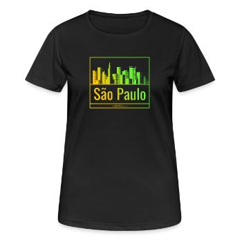 São Paulo skyline in neon gradient - Women's Breathable T-Shirt - black - Front - AI Model Female 172 light (172cm)