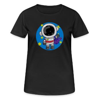 Astronaut, Kosmos, Spaceman - Frauen T-Shirt atmungsaktiv - Schwarz - Vorne - AI Model Female 172 light (172cm)