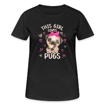 Dieses Maedchen Liebt Möpse - Frauen T-Shirt atmungsaktiv - Schwarz - Vorne - AI Model Female 172 light (172cm)