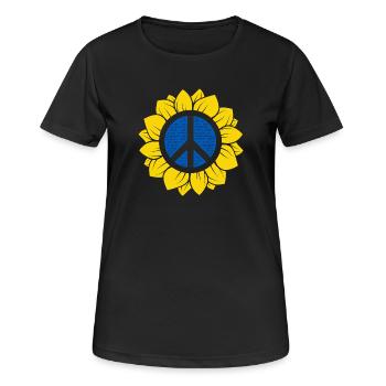 Tournesol ukrainien avec signe de paix. - T-shirt respirant Femme - noir - Devant - AI Model Female 172 light (172cm)