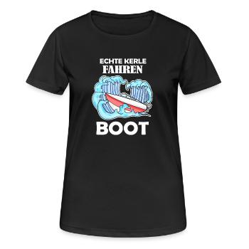 Boote Motorboot Kapitän Boot Seefahrt Geschenk - Frauen T-Shirt atmungsaktiv - Schwarz - Vorne - AI Model Female 172 light (172cm)