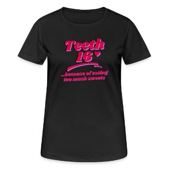Drôle de sweet tooth statement sucre - T-shirt respirant Femme - noir - Devant - AI Model Female 172 light (172cm)