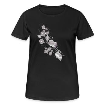 vrilles de feuilles nobles à l’aspect argenté métallique - T-shirt respirant Femme - noir - Devant - AI Model Female 172 light (172cm)