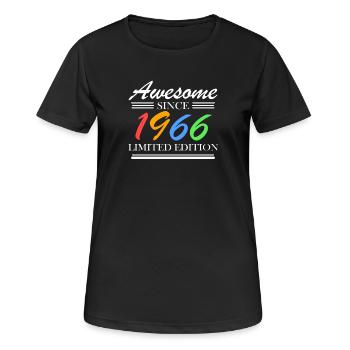 1966 - Né en 1966 - Fantastique depuis 1966 - T-shirt respirant Femme - noir - Devant - AI Model Female 172 light (172cm)