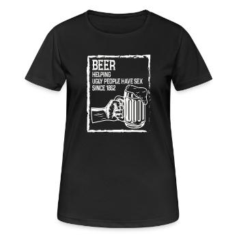 Buveur de bière Boire de l’alcool Tour Hommes - T-shirt respirant Femme - noir - Devant - AI Model Female 172 light (172cm)