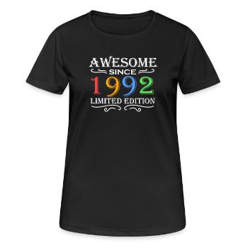 1992 - Jahrgang 1992 - Fantastisch seit 1992 - Frauen T-Shirt atmungsaktiv - Schwarz - Vorne - AI Model Female 172 light (172cm)