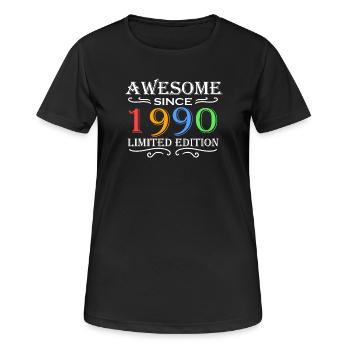 1990 - Jahrgang 1990 - Fantastisch seit 1990 - Frauen T-Shirt atmungsaktiv - Schwarz - Vorne - AI Model Female 172 light (172cm)
